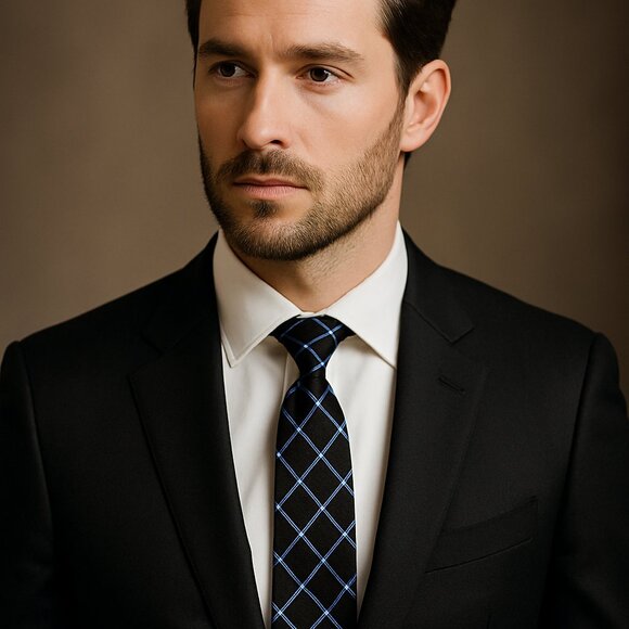 Michael Kors & Stafford Silk Tie Bundle – Classic Gray Paisley & Black Windowpan - Picture 2 of 16